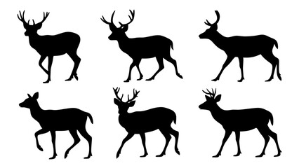set of deer silhouette design vector art illustration