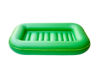 Green inflatable mattress isolated on transparent background