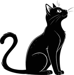 Elegant Black Cat Silhouette - Pet Vector Illustration