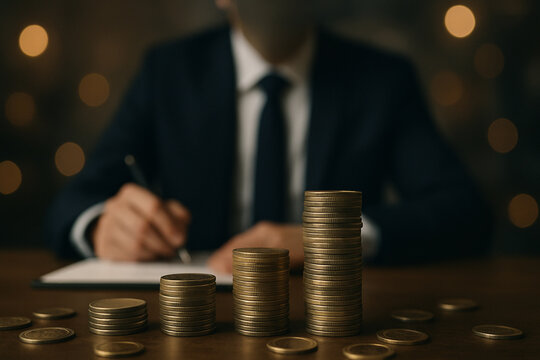 businessman and coins