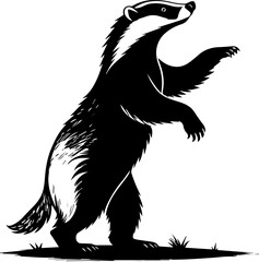 Standing Badger Silhouette - Forest Wildlife Vector Illustration