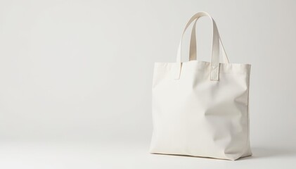 White cotton shopping tote bag, handles, isolated , fabric bag, bag