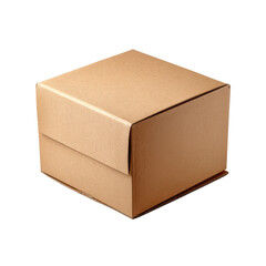 Fototapeta premium Brown cardboard box with lid isolated on white background
