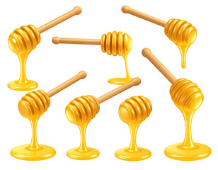 Honey dippers dripping honey