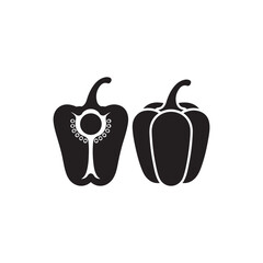 Capsicum Clipart Vector Bold Silhouette Icon in Black and White.