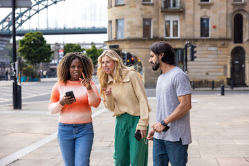 Friends Walking in Town