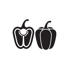 Vegetable Silhouette Icon Capsicum Vector Design on White Canvas.