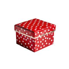 Obraz premium Red polka dot gift box isolated on white background