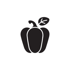 Capsicum Icon Vector Minimalist Silhouette on White Background.