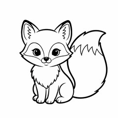 Fototapeta premium Cute Fox Coloring Page | Cartoon Forest Animal Line Art for Kids