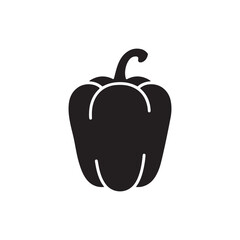 Capsicum Silhouette Vector Icon Black Bell Pepper on White Background.