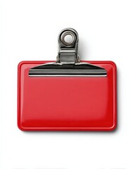 Obraz premium Bright red clipboard with a metallic clip, perfect for notes or memos.