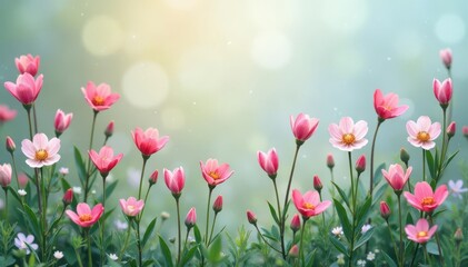 Delicate small-scale floral sprigs, evenly spaced , repeat, nature