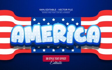 Naklejka premium Editable text effect america flag style Independence day