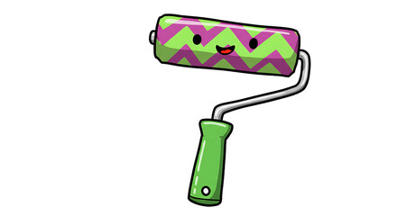 Cartoon Paint Roller with Pink Paint