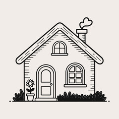 Hand drawing a house silhouette vector