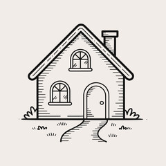 Fototapeta premium Hand drawing a house silhouette vector