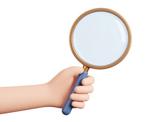 Cartoon hand holding a magnifying glass (1)