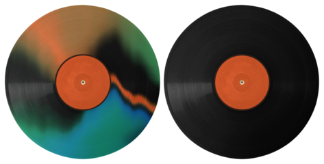 PNG Colorful and classic vinyl records, element set on transparent background