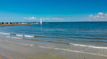 St Kilda Beach, Australia, seen from above with clear blue waters