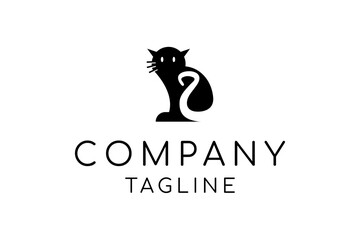 Cat with tail logo design