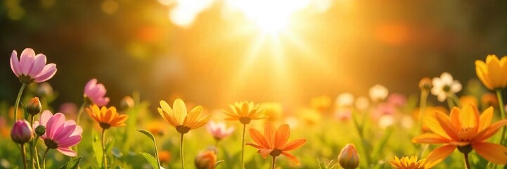 A vibrant sunlit scene depicting a cheerful, playful atmosphere, radiating joy and positive energy, suggesting inner peace and contentment ,  energy,  serenity,  nature