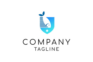 Fish in a shield logo design