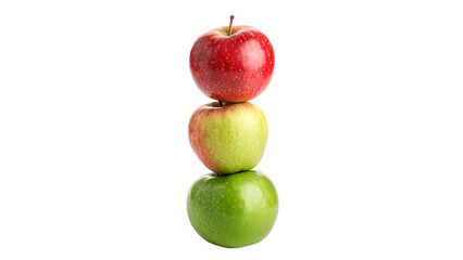 Stacked Red, Green, and Yellow Apples Isolated on a transparent background