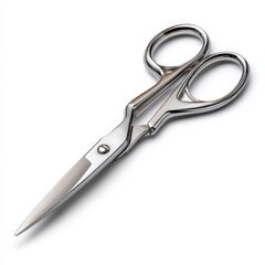 Fototapeta premium Sharp, metallic scissors isolated on white. Perfect for cutting or crafting projects.