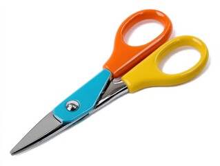 Colorful scissors with orange and yellow handles. Perfect for arts and crafts!