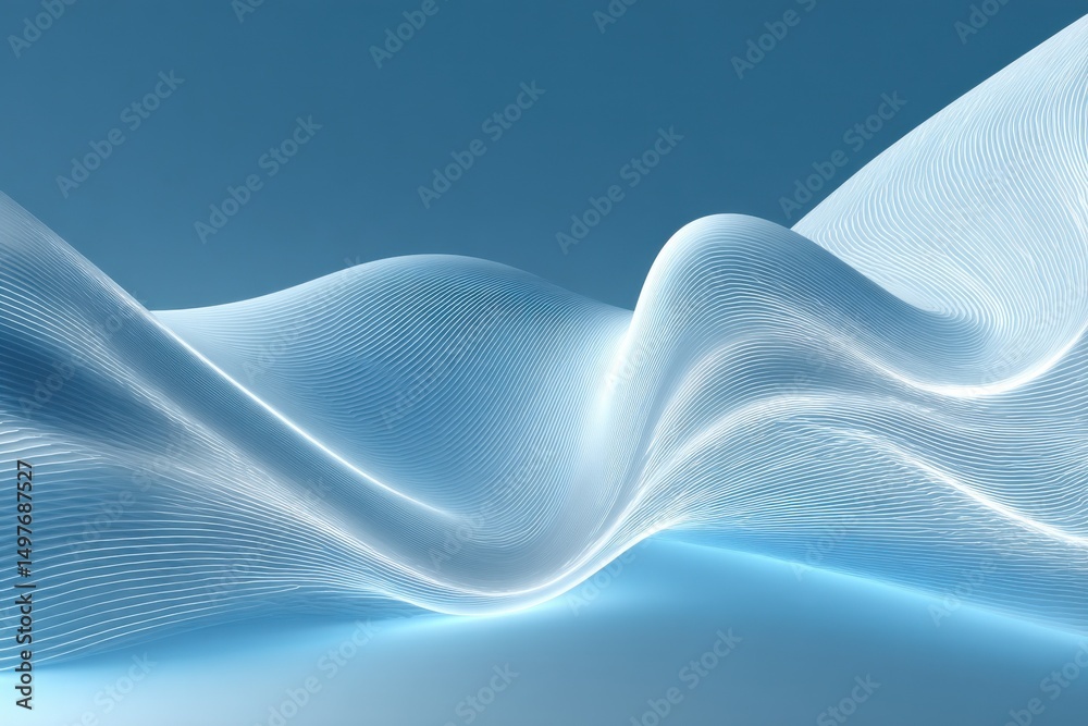 Leinwandbilder abstract wavy lines in light blue, ideal for digital transformation and innovative technology presen