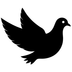 Black Silhouette of a Dove in Flight Peace Symbol