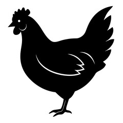 Black Silhouetted Hen Farm Animal Icon Graphic