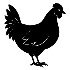 Black Silhouette of a Hen Farm Animal Icon