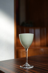 Grasshopper cocktail served in a classic martini glass, close-up