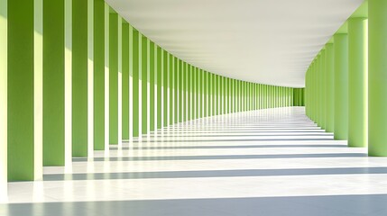 Obraz premium Green Column Hallway with Perspective View