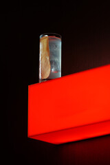 Classic cocktail glass in a nightclub restaurant, close-up