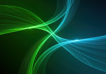 Abstract Green and Blue Swirling Lines Digital Art Background