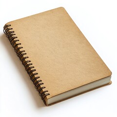 Blank spiral notebook with hard cover on white background