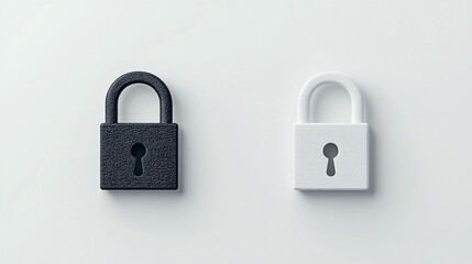 Two simple black and white padlocks on a plain white background