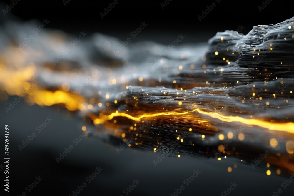 Aufkleber Abstract Data Stream With Glowing Particles, Representing Digital Transformation and Technology Innovation : Generative AI