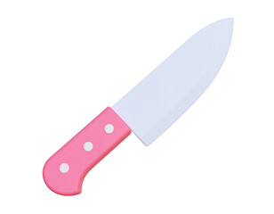 Pink-handled chef's knife, white blade, 3D render
