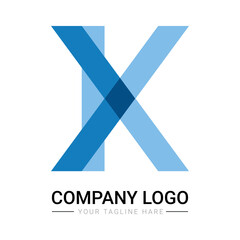 abstract blue letter x and k company logo design with overlapping shapes and clean modern branding style	