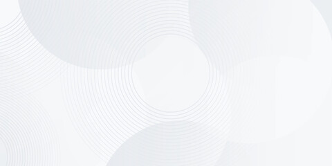 White geometric abstract background overlap layer on bright space with lines effect decoration. Modern graphic design element circles style concept for banner, modern vector arts