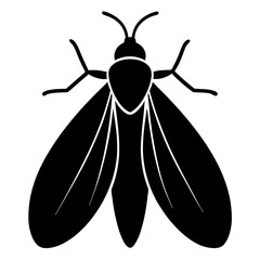 Simple Black Silhouette of a Moth Insect Icon