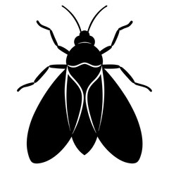 Black Silhouette of a Fly Insect Vector Illustration