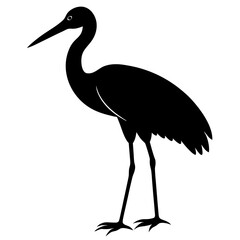 Fototapeta premium Black Silhouette of a Crane Bird Standing