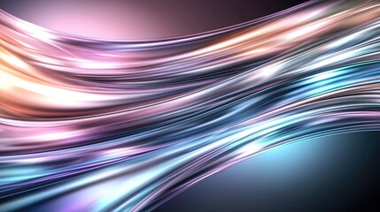 Vibrant flowing shapes in shades of blue and pink swirl gracefully against a black backdrop, creating a captivating abstract design