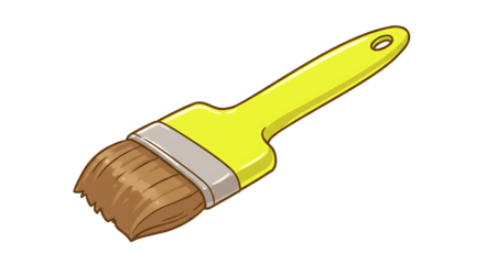 Paint brush with yellow handle