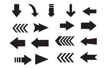 Black vector arrows collection. Arrow. Cursor. Arrow vector icon. Modern simple arrows, Black arrow cursor for app. Simple arrow icons in black,  illustration, eps 10.